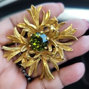 Benedikt of New York Maltese Peridot Cross Brooch